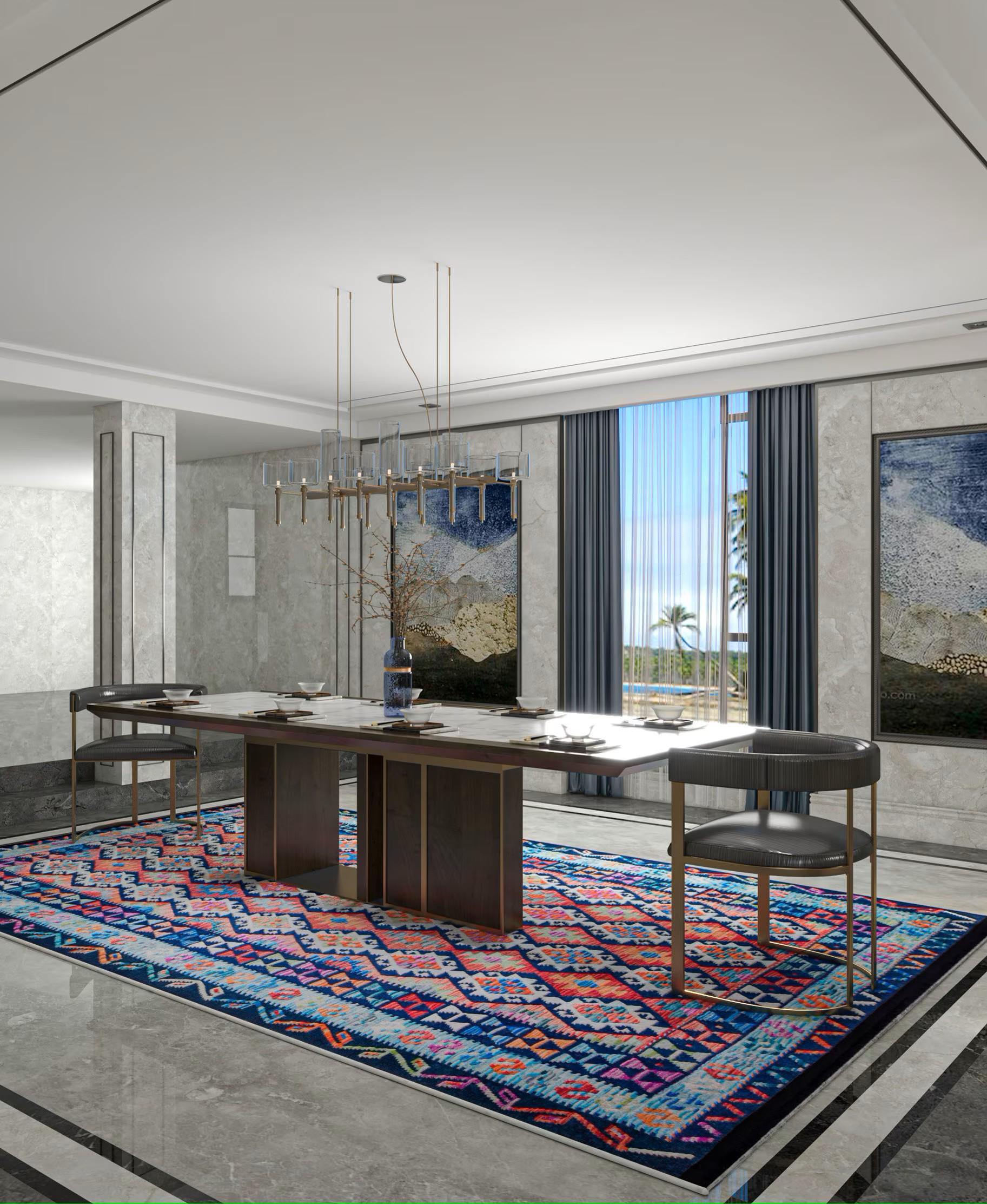 Vintage Kilim Design Rug: Washable Blue Living Room Rug