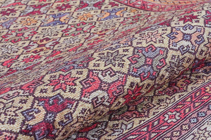 Vintage Afghan Rug: Washable Beige Living Room Carpet