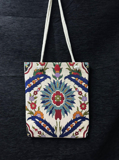 Floral Print Shoulder Bag: Handmade Cotton Blend Tote