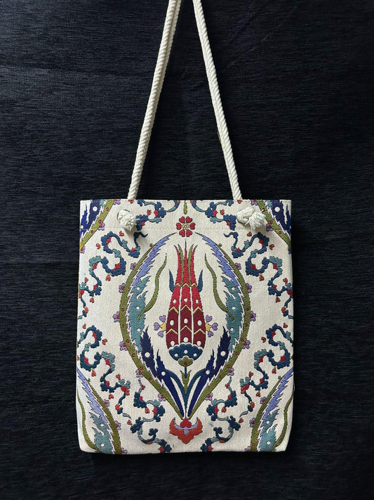 Handmade Floral Cotton Shoulder Bag - Turkish Design