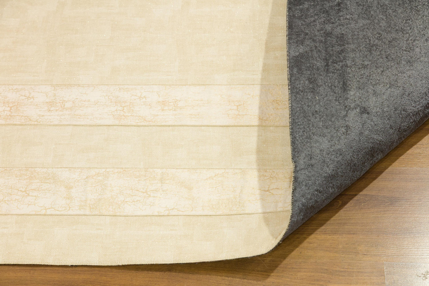 Beige Faux Leather Rug 5x7ft: Modern Minimalist Turkish Area Rug