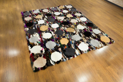 8'x10' Custom Leather Rug: Faux Fur Design for Bedroom, Nursery, Living Room - Boutique Quality