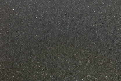 Black Faux Leather Rug: Laser Cut Silver Border, Modern Turkish Design (5x7 ft.)