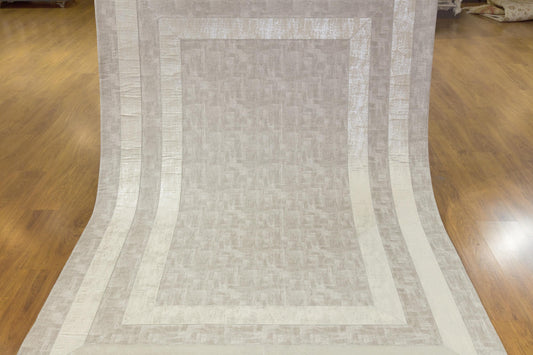 Silver Faux Leather Rug 5x7ft: Modern Minimalist Turkish Area Rug