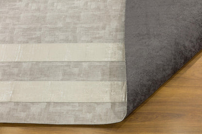 Silver Faux Leather Rug 5x7ft: Modern Minimalist Turkish Area Rug
