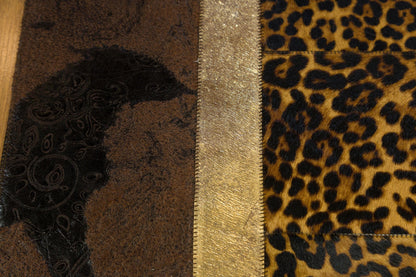 Leopard Print Faux Leather Rug: 5x7 ft Exotic Animal Carpet