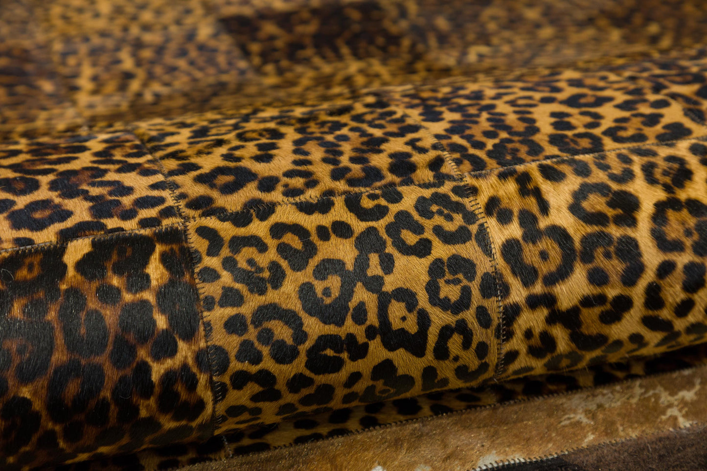 Leopard Print Faux Leather Rug: 5x7 ft Exotic Animal Carpet