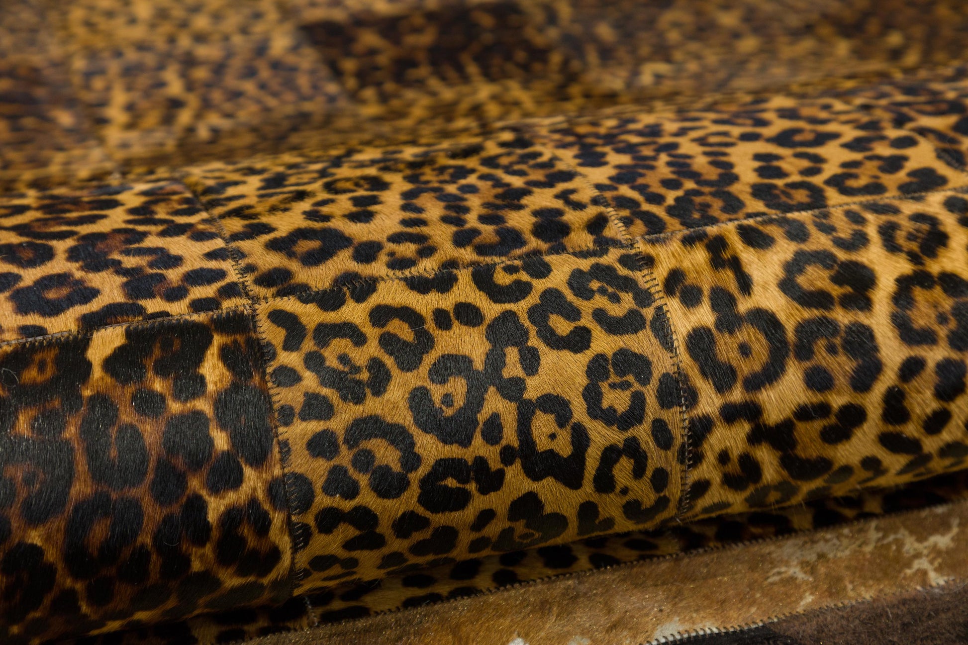 Leopard Print Faux Leather Rug: 5x7 ft Exotic Animal Carpet