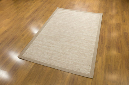 Beige Flatweave jute Rug: Modern Minimalist Area Carpet with Light Brown Border