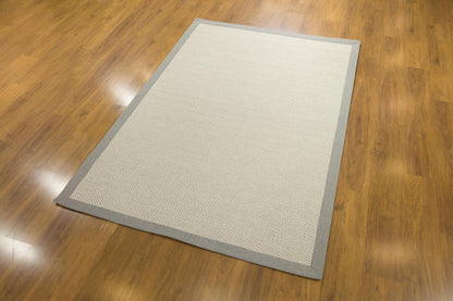Modern Cream Flatweave Rug: Gray Border Diamond Pattern Area Rug