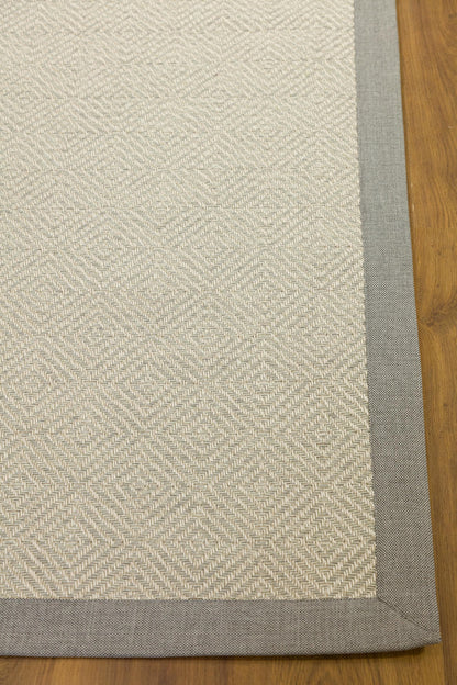 Modern Cream Flatweave Rug: Gray Border Diamond Pattern Area Rug