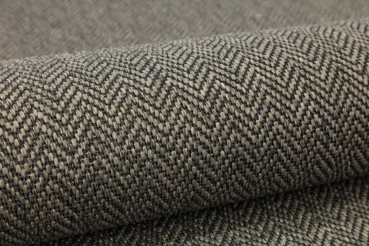Modern Herringbone Flatweave Rug: Tan Border, 5x7 Area Carpet