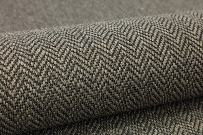 Modern Herringbone Flatweave Rug: Tan Border, 5x7 Area Carpet