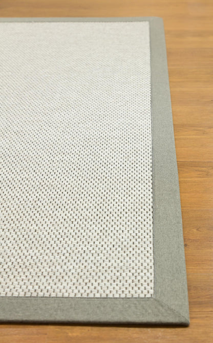 Modern Flatweave Rug: Light Gray Border, Minimalist Neutral Carpet for Home & Office