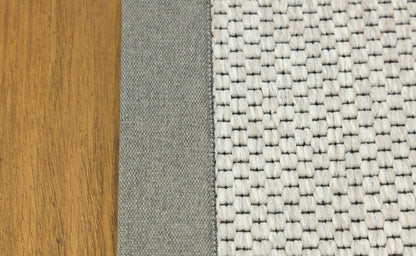 Modern Flatweave Rug: Light Gray Border, Minimalist Neutral Carpet for Home & Office