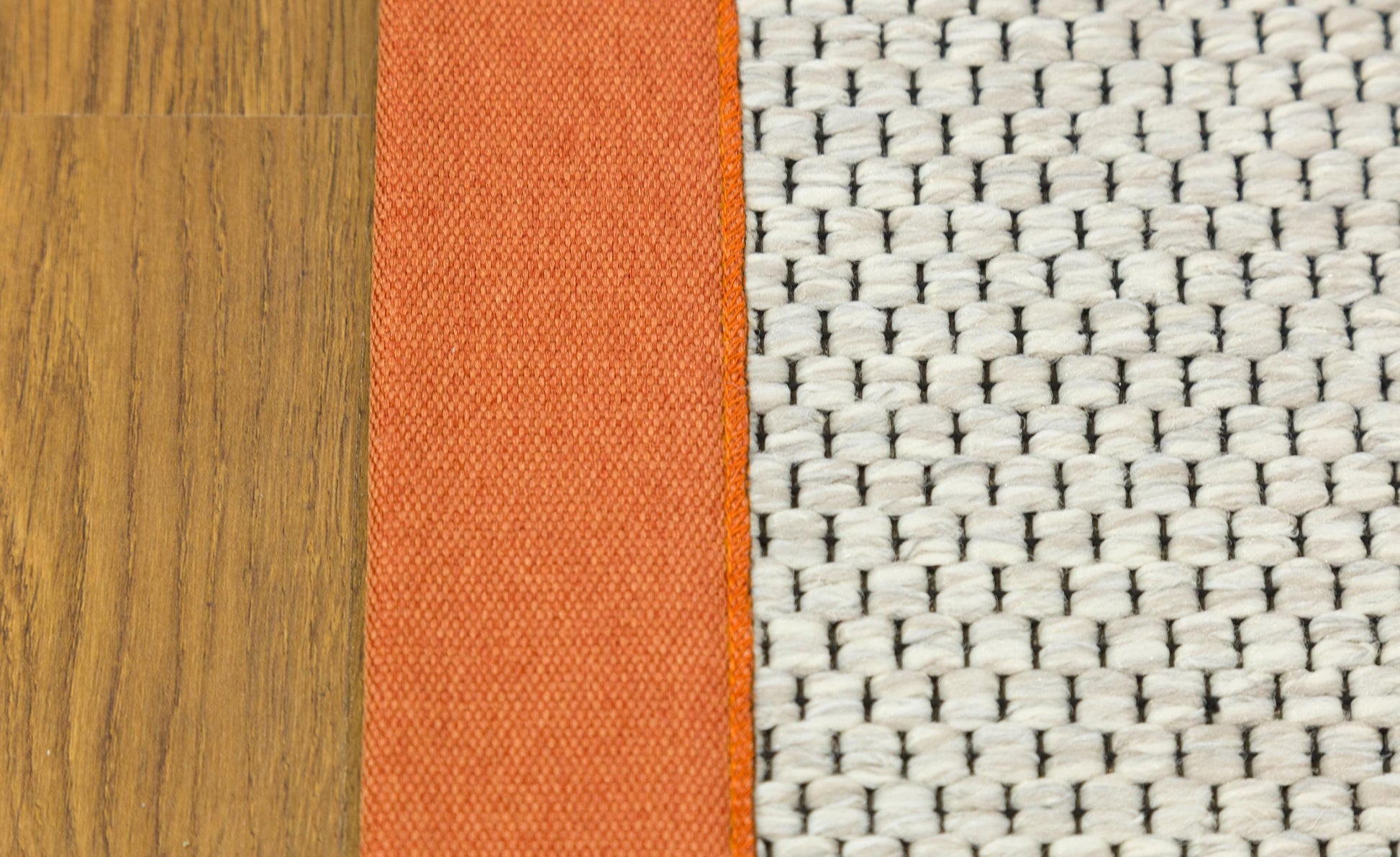 Modern Beige Runner Rug: Orange Border, Flatweave outdoor/indoor Carpet