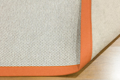 Modern Beige Runner Rug: Orange Border, Flatweave outdoor/indoor Carpet
