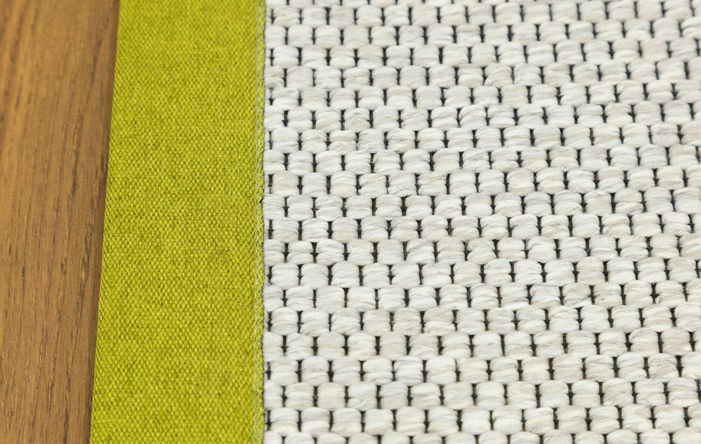 Modern Beige Outdoor Flatweave Rug: Lime Green Border, Contemporary Carpet