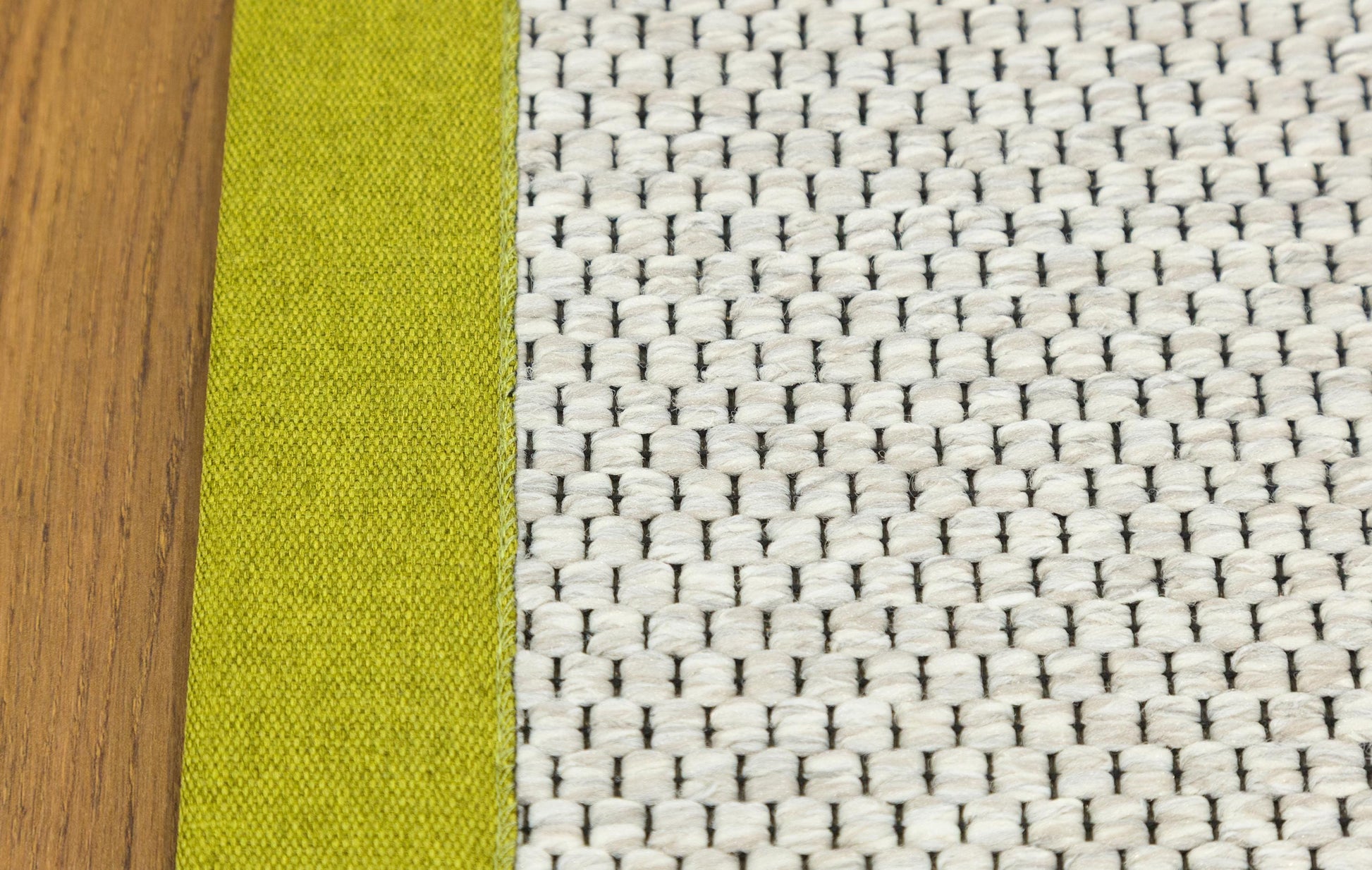 Modern Beige Outdoor Flatweave Rug: Lime Green Border, Contemporary Carpet