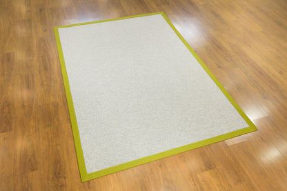 Modern Beige Outdoor Flatweave Rug: Lime Green Border, Contemporary Carpet