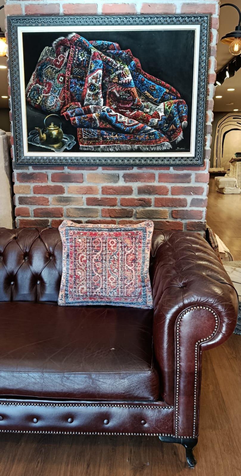 Vintage Turkish Carpet Pillow – Traditional Kilim-Style Cushion Cover with Oriental Rug Design , 50cmx50cm cushion