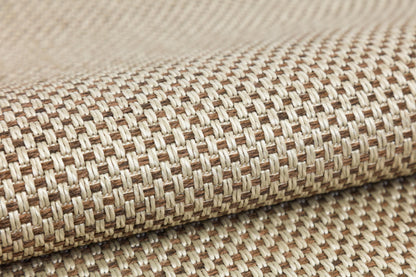 Modern Beige Runner Rug: Taupe Border, Contemporary Flatweave Carpet (3x10 ft.)