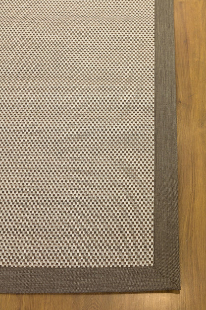 Modern Beige Runner Rug: Taupe Border, Contemporary Flatweave Carpet (3x10 ft.)