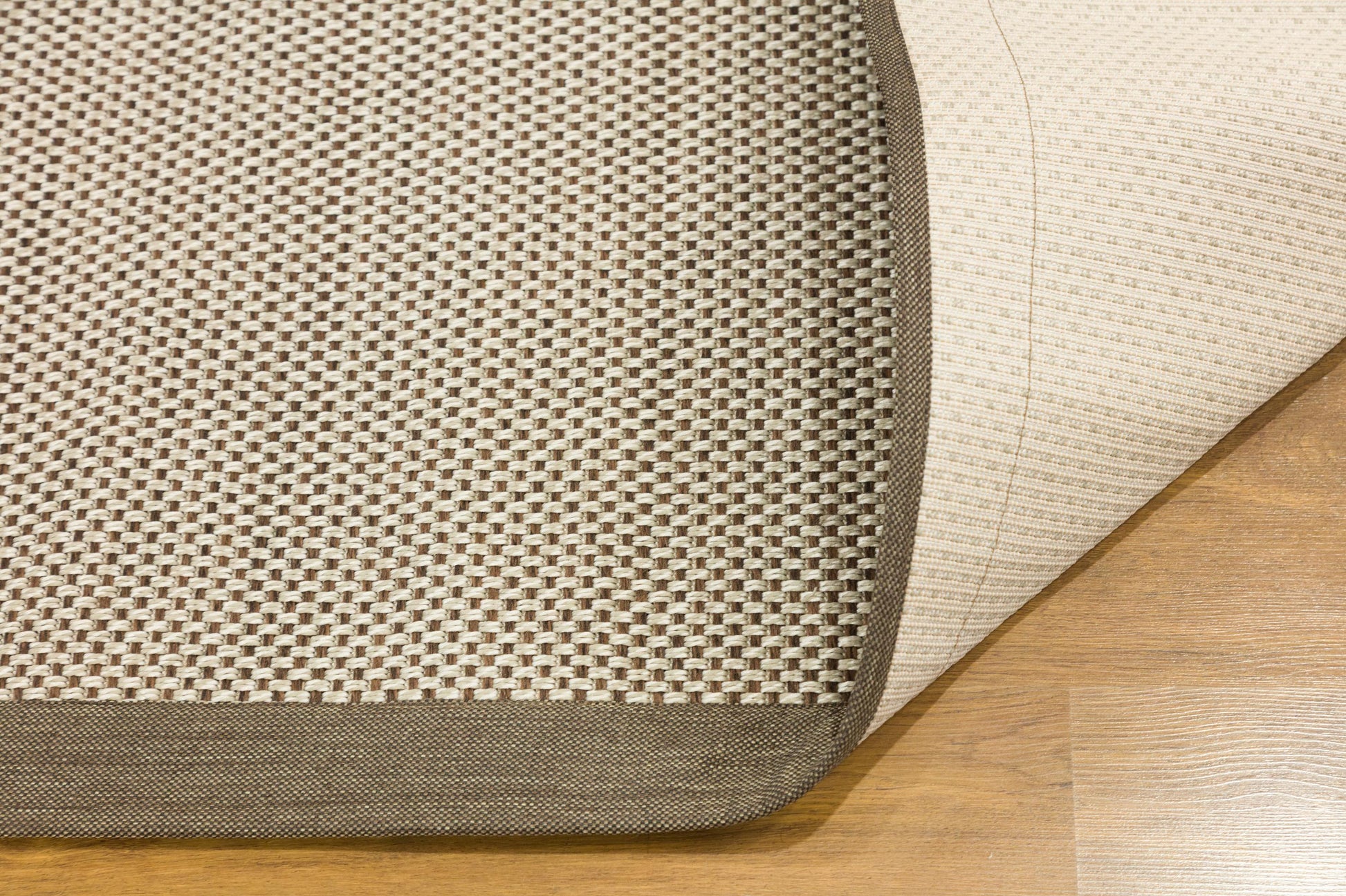Modern Beige Runner Rug: Taupe Border, Contemporary Flatweave Carpet (3x10 ft.)