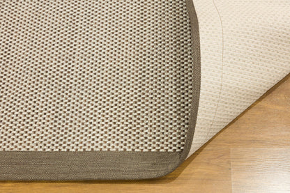 Modern Beige Runner Rug: Taupe Border, Contemporary Flatweave Carpet (3x10 ft.)