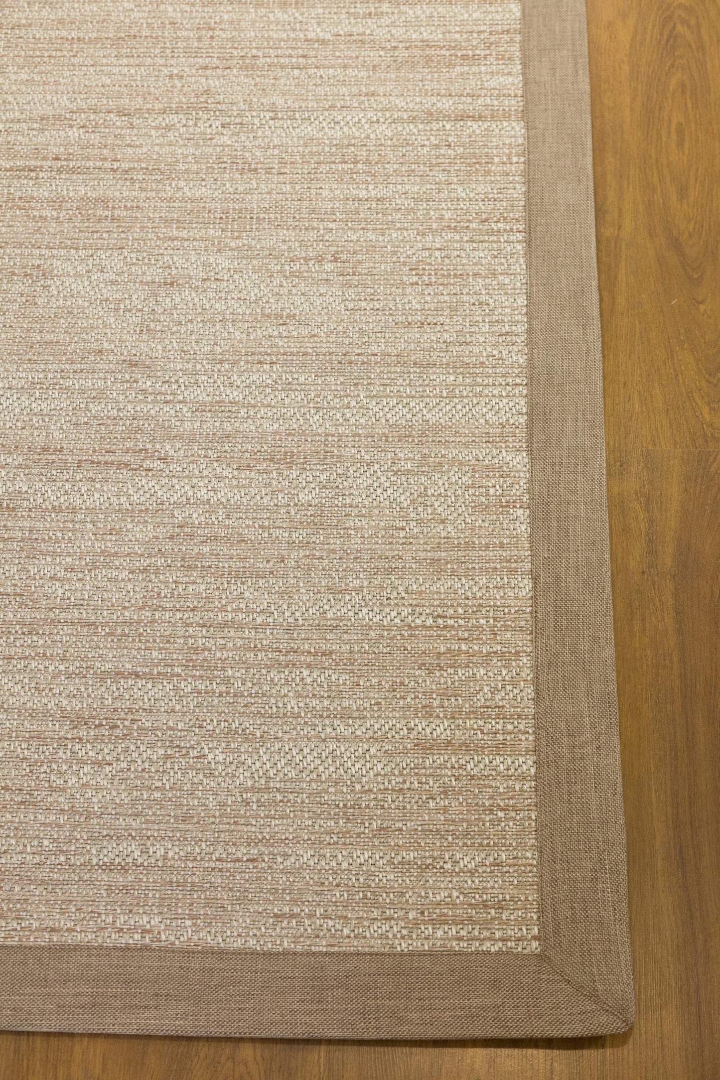 Beige Flatweave Runner Rug: Modern Minimalist Style, Light Brown Border
