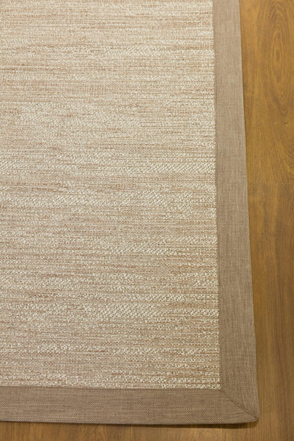 Beige Flatweave Runner Rug: Modern Minimalist Style, Light Brown Border