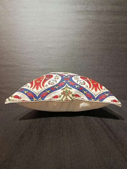 Red Tulip Embroidered Turkish Pillow Cover: Ottoman Floral Cushion