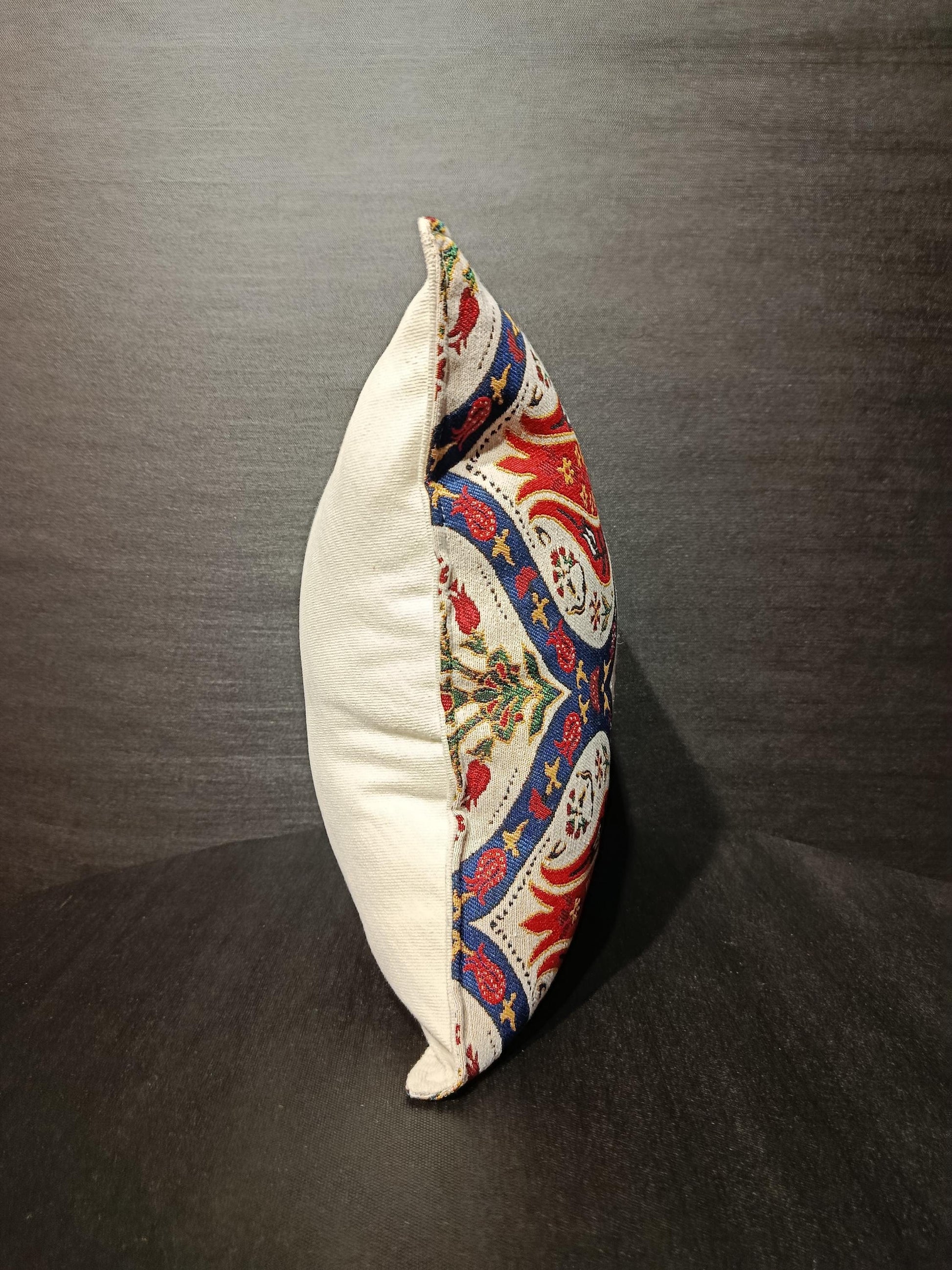 Red Tulip Embroidered Turkish Pillow Cover: Ottoman Floral Cushion