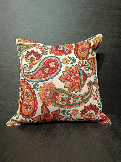 Paisley Gobelin Cushion Cover: Jacquard Floral Tapestry Pillow - 40x40 cm