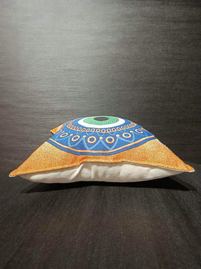 Evil Eye Tapestry Pillow Cover: Turkish Nazar Cushion, 40x40cm