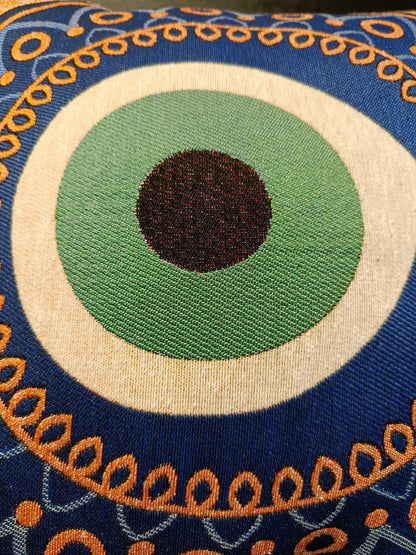 Evil Eye Tapestry Pillow Cover: Turkish Nazar Cushion, 40x40cm