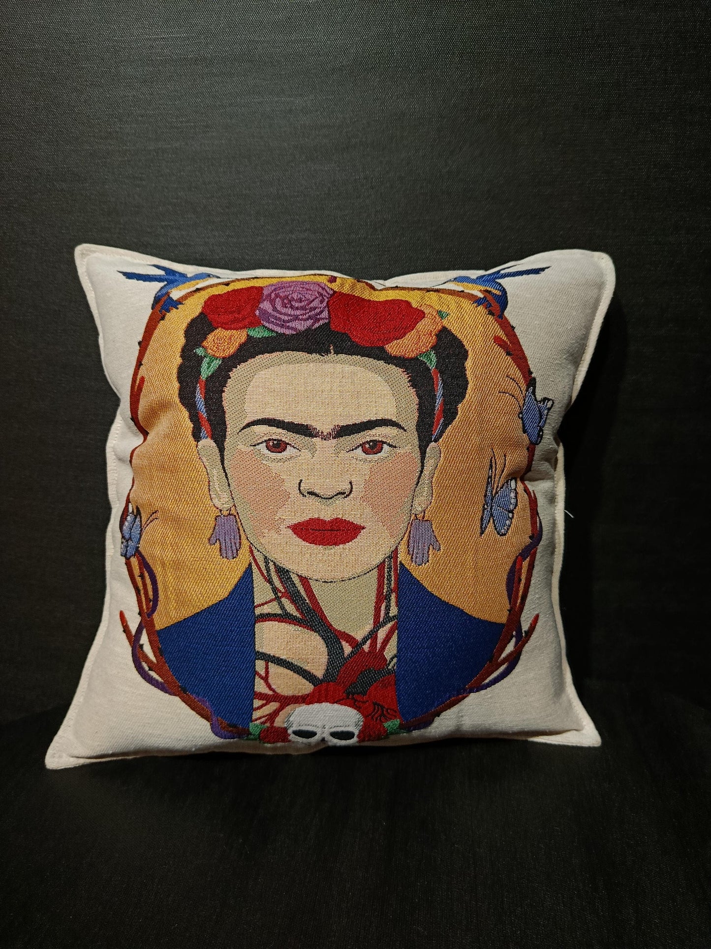 Frida Kahlo Tapestry Cushion Cover: Artistic Jacquard Pillow, Feminist Decor