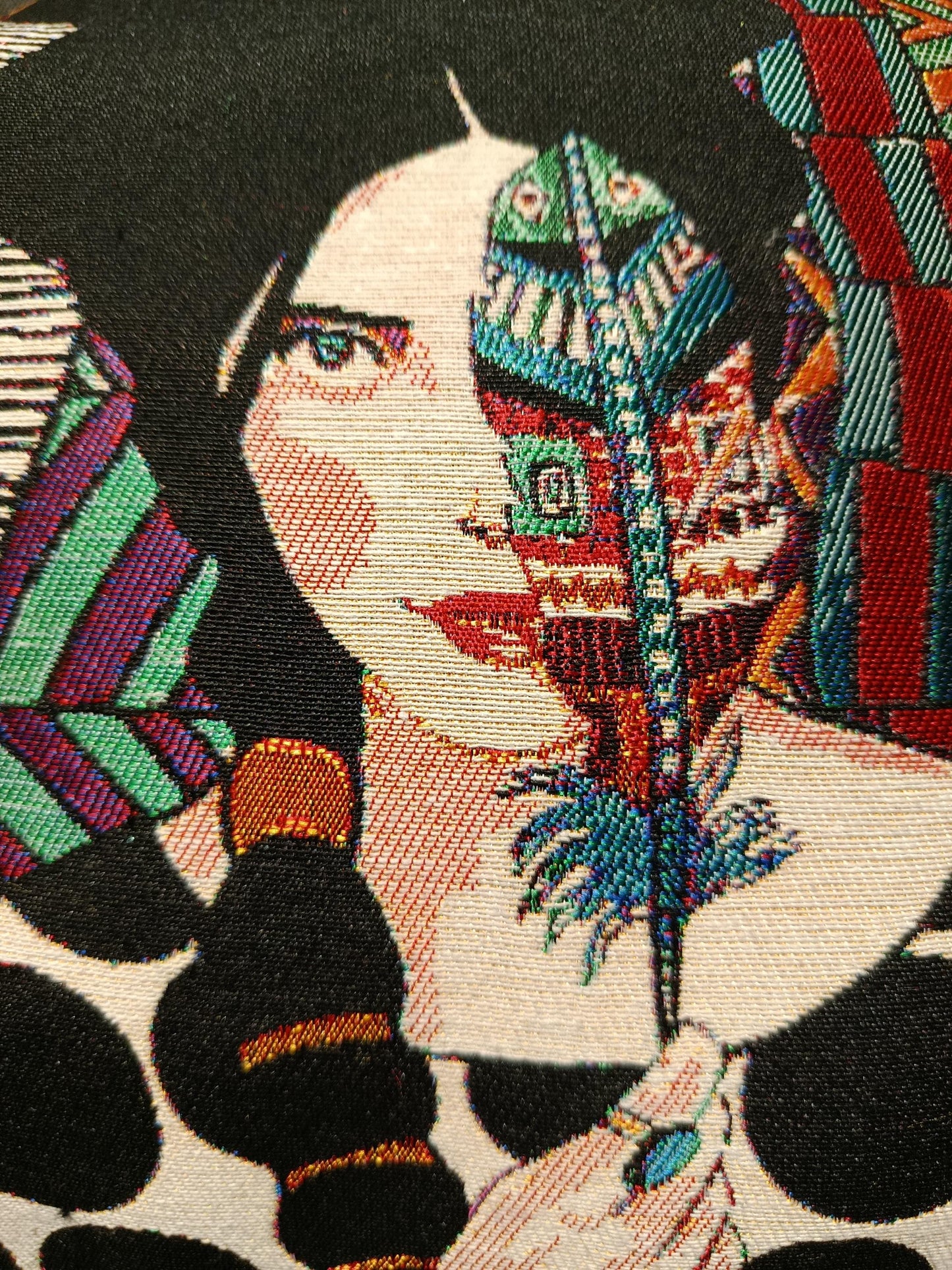 Tribal Art Tapestry Cushion Cover: Boho Woman Portrait Pillow