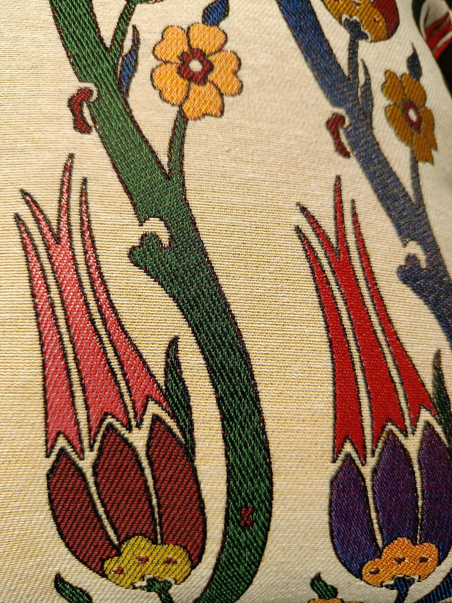 Gobelin Tapestry Pillow Cover: Turkish Tulip Floral Ottoman Cushion