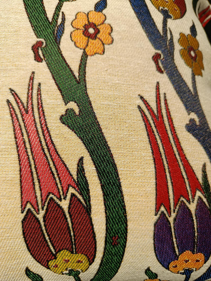 Gobelin Tapestry Pillow Cover: Turkish Tulip Floral Ottoman Cushion