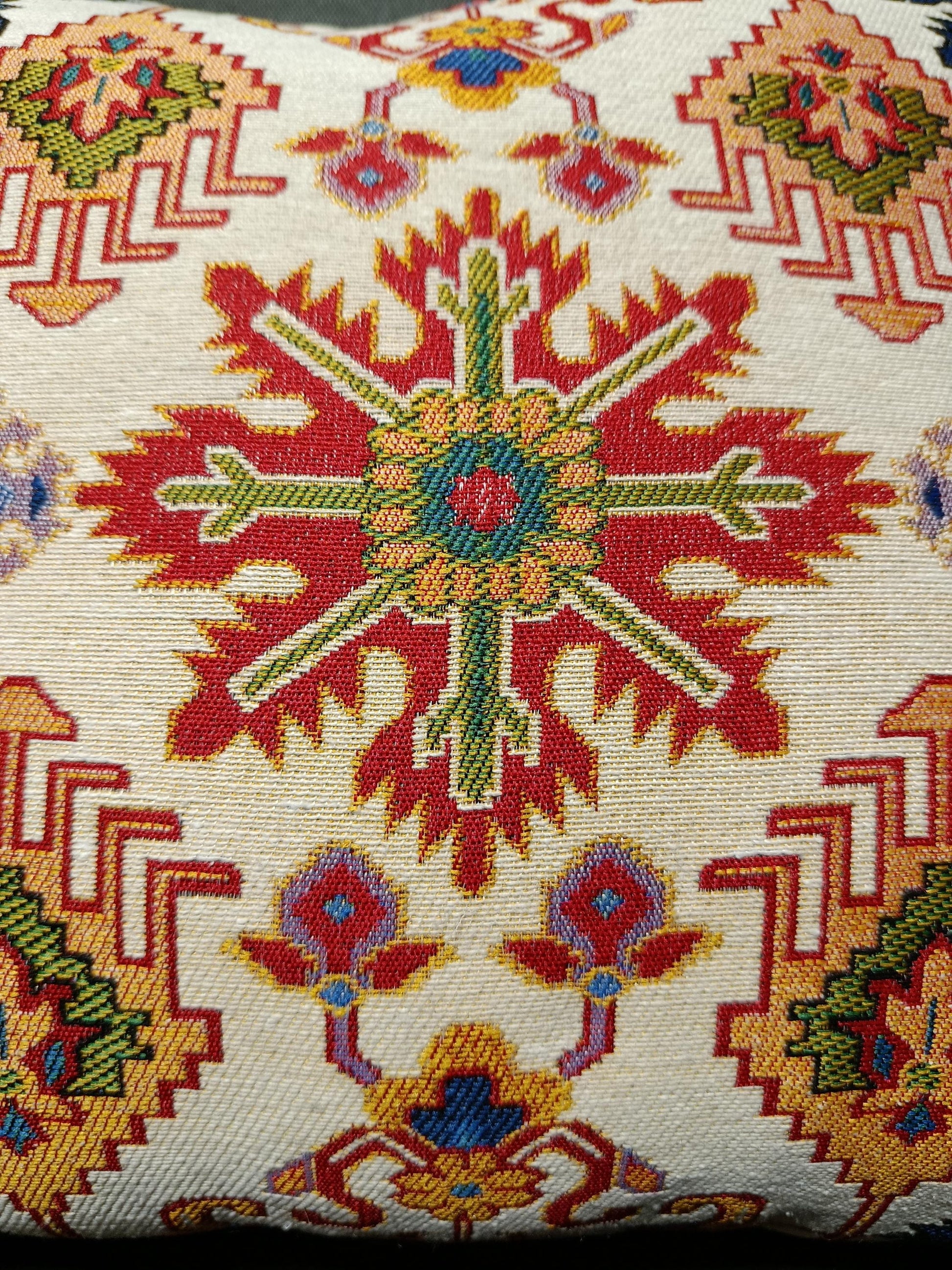 Anatolian Kilim Cushion Cover: Gobelin Tapestry Pillow, Turkish Tribal Decor