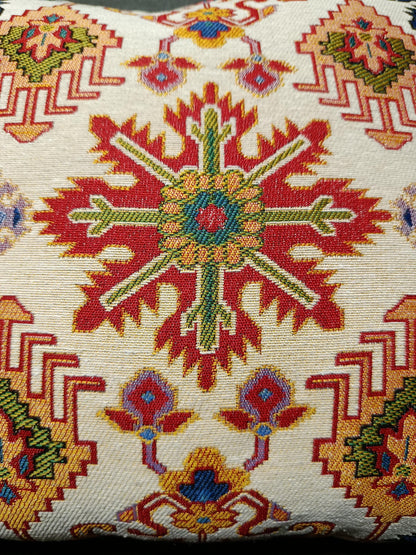 Anatolian Kilim Cushion Cover: Gobelin Tapestry Pillow, Turkish Tribal Decor