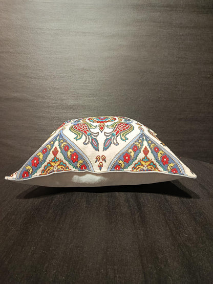 Ottoman Tulip Palmette Cushion Cover: Gobelin Jacquard Pillow, Turkish Decor