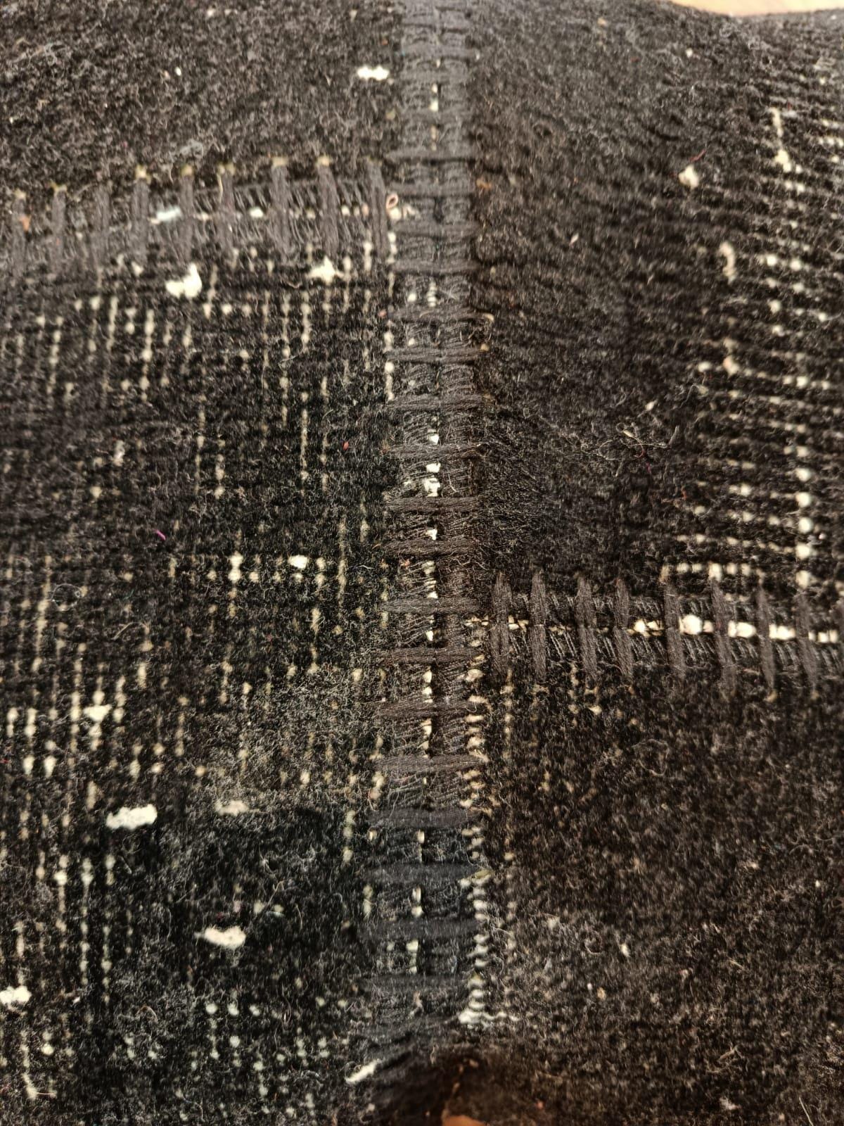 Handmade Black Patchwork Pillow Cover: Boho Accent Cushion (19"x19")