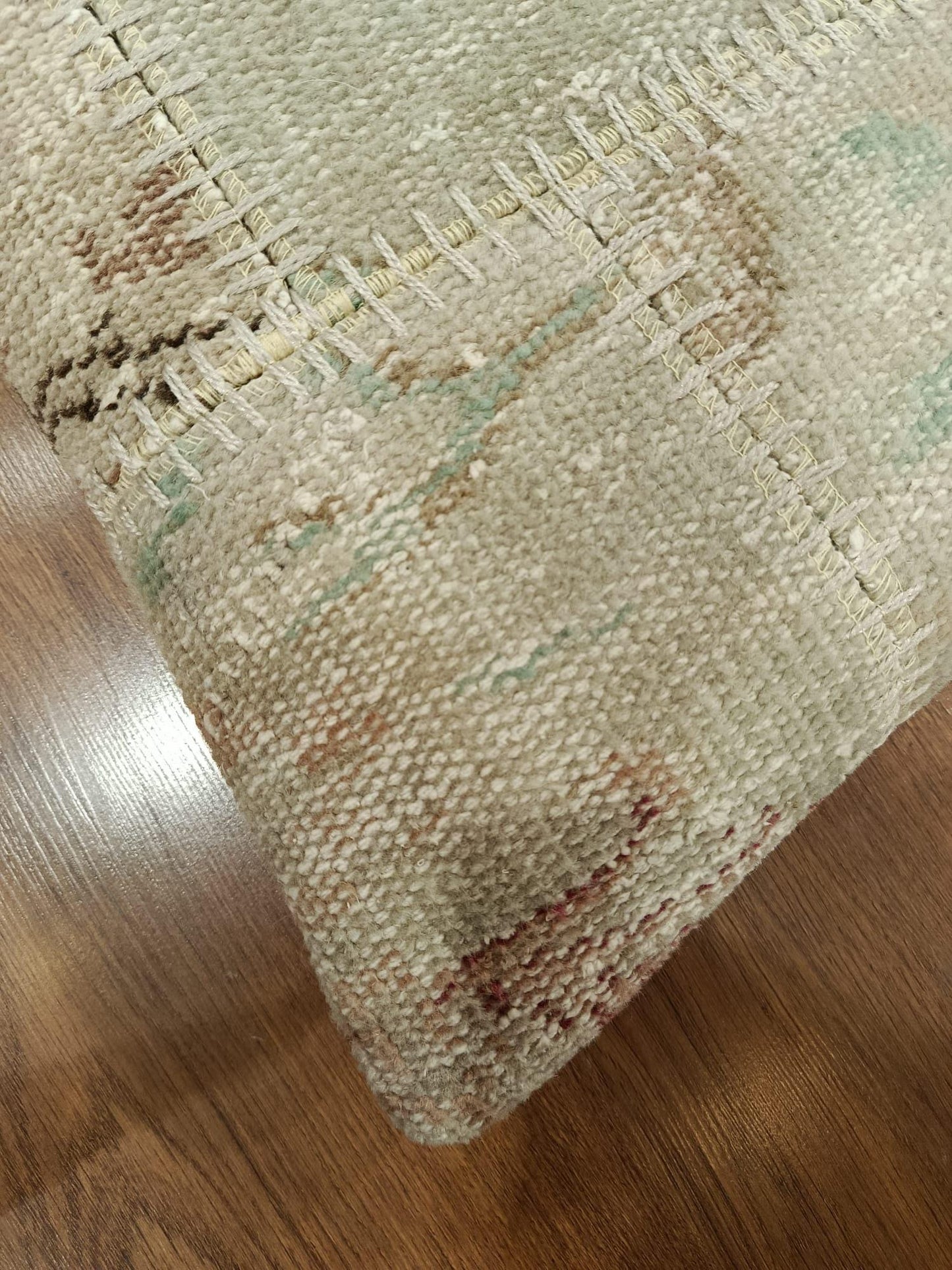 Handmade Beige Patchwork Cushion Cover: Boho Accent Pillow, 24"