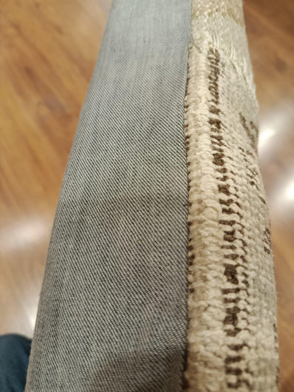 Handmade Beige Patchwork Cushion Cover: Boho Accent Pillow, 24"