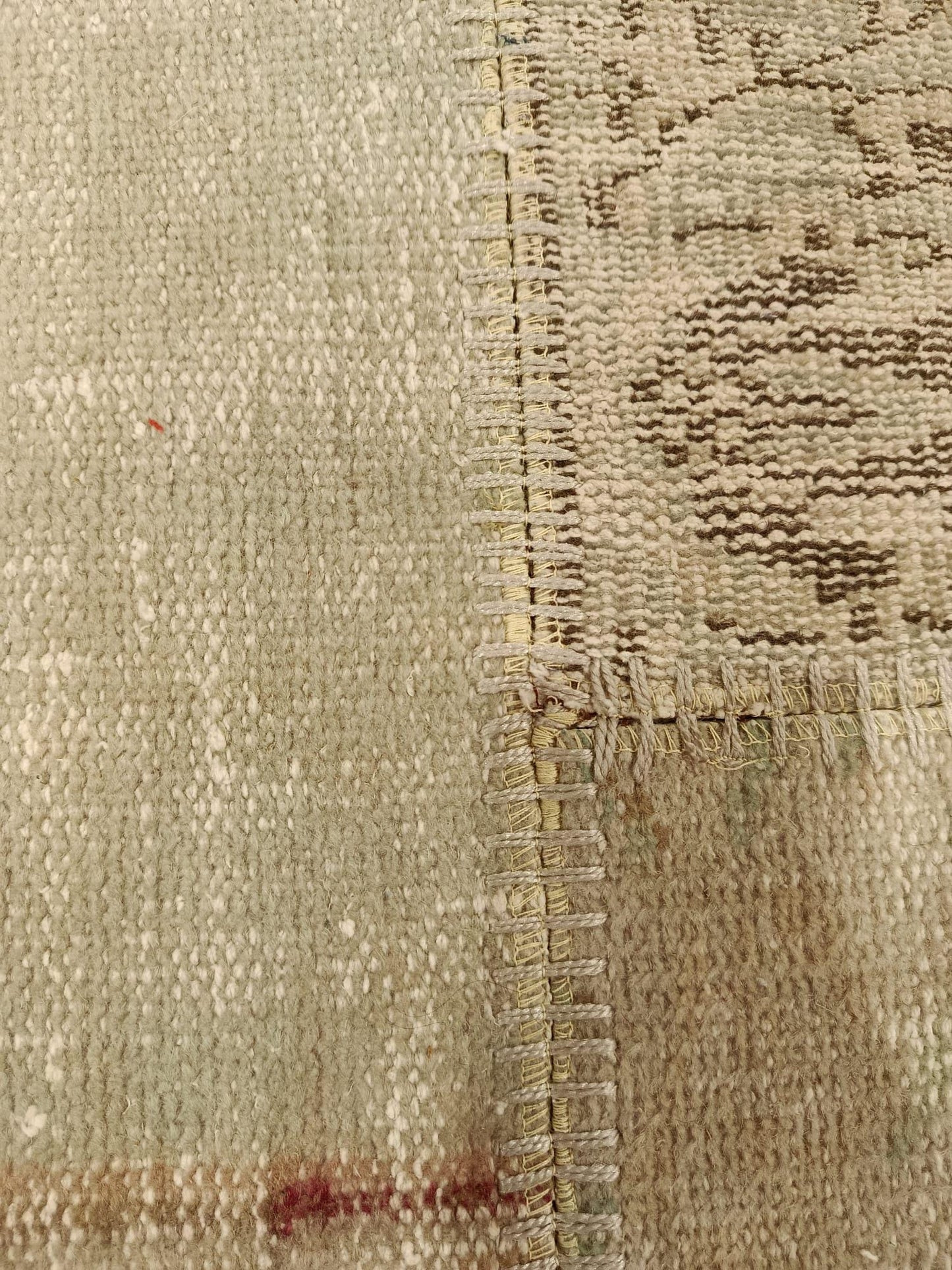Handmade Beige Patchwork Cushion Cover: Boho Accent Pillow, 24"