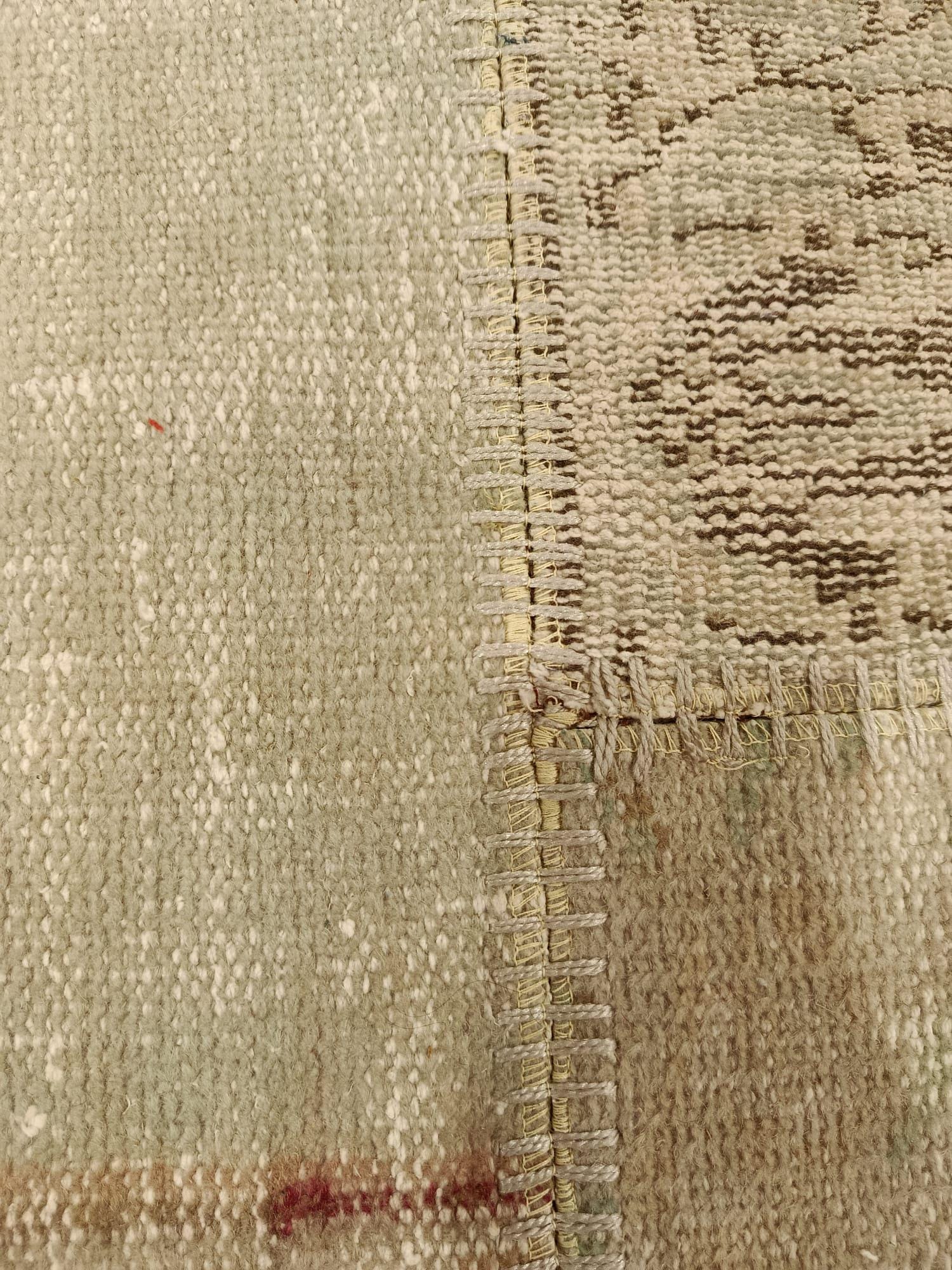 Handmade Beige Patchwork Cushion Cover: Boho Accent Pillow, 24"