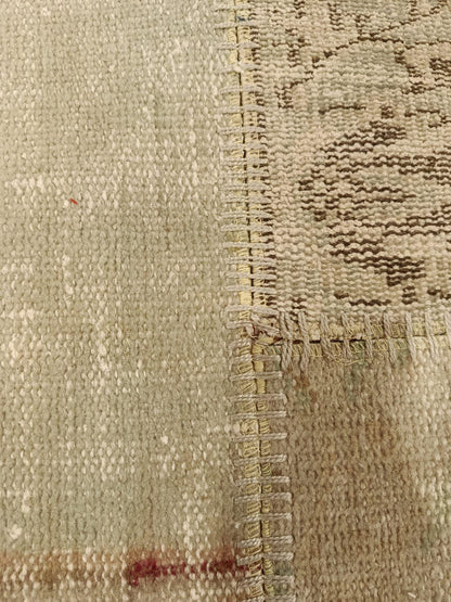 Handmade Beige Patchwork Cushion Cover: Boho Accent Pillow, 24"