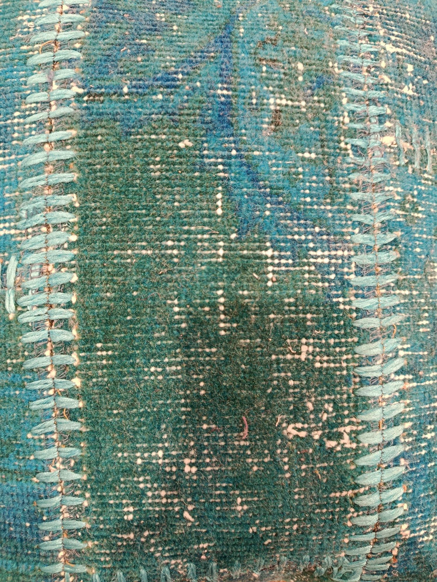 Handmade Turquoise Patchwork Cushion Cover: Boho Accent Pillow (19"x19")